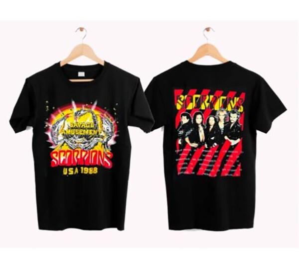 1988 Scorpions savage amusement usa tour Tee , Scorpions Tour T-Shirt.
