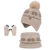 Polyester Winter Knitted Hat Warm Ear Flap Kids Snowflake Beanie for 2/3 Piece Set For Boys Girls