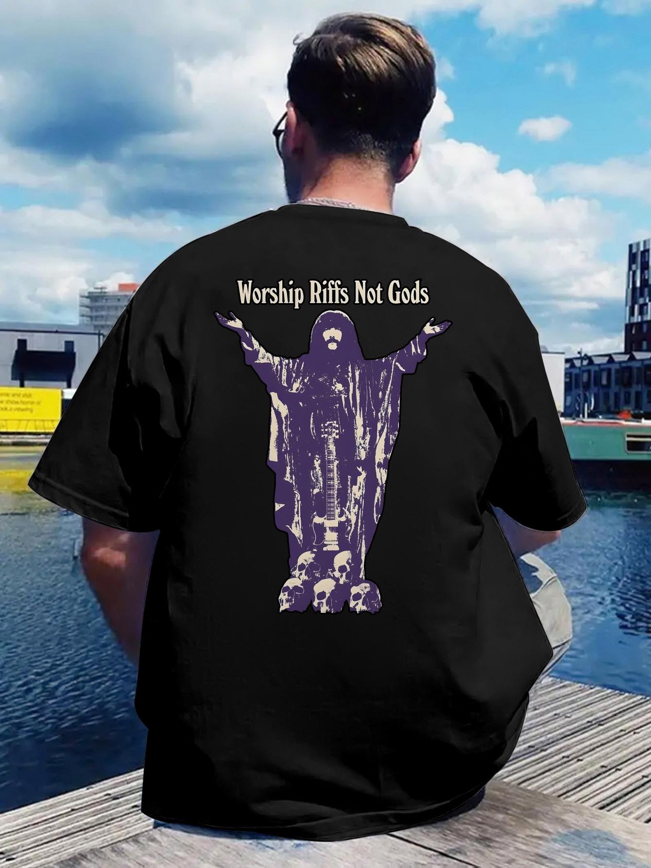 Vintage Rock Band Graphic T-shirt - Black Casual Short Sleeve Crewneck L