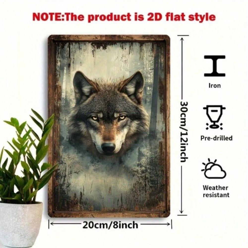 Metal Poster Wolf Mystic Forest Wall Art Office Decor