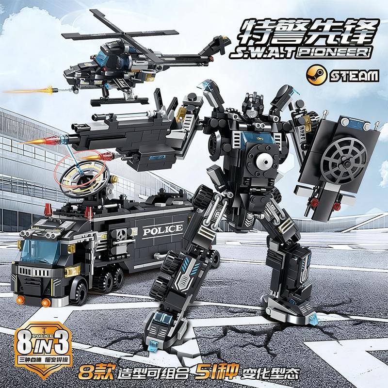 

Giant City Police Station Car Headquarters Building Blocks Set Truck SWAT Figure WW2 Military Bricks Children Toy Holiday Gift