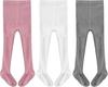 LOLANTA Kids' Knitted Thermal Tights, Thick Faux Tights for Warmth, Girls' Leggings with Leggings, 3-Pair Set, White/Gray/Pink, Ages 8-10