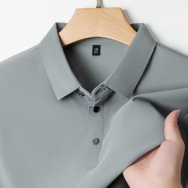 Jinmu Traceless Summer New Men's Short-sleeved Polo Shirt Lapel Casual Business Led Ice Silk T-shirt Men