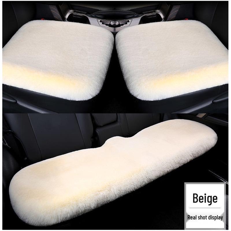 Winter Rabbit Plush Car Seat Cushion Set - 3-Piece No-Back Design for Single Seats