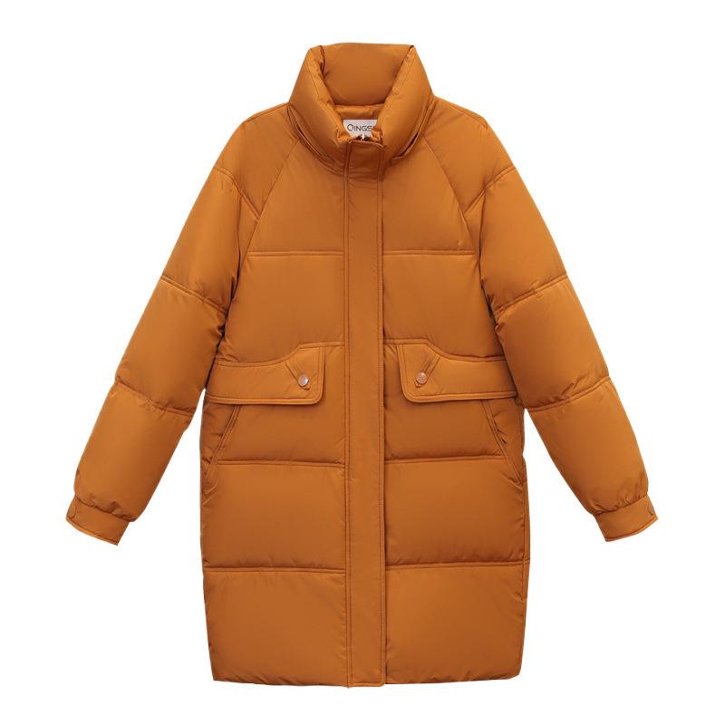 Cotton-padded Jacket Girls' Long Loose Winter New Hooded Fashion Plus Size Bread Coat.