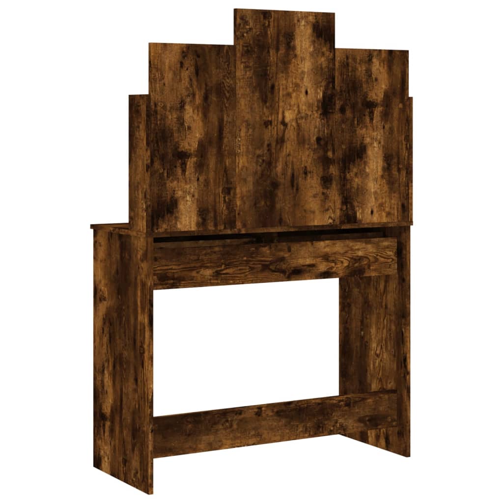 Makeup Table with Mirror Smoked Oak 96 X 39 X 142 Cm
