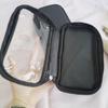 Black Waterproof Double Zipper Makeup Brush Storage Bag - Portable Multifunctional Organizer