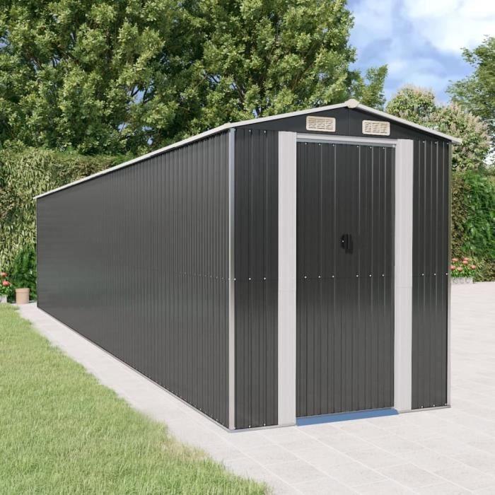 3147458 vidaXL Garden Shed Anthracite 192x938x223 Cm Galvanized Steel