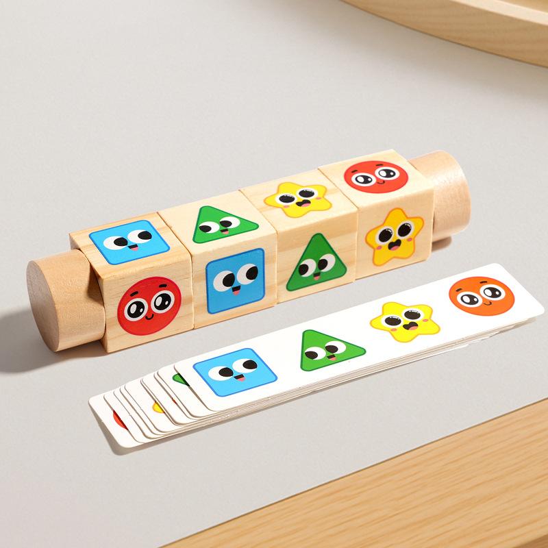 Kinder Holz Drehbar Baustein Puzzle Früherziehung Tiererkennung Puzzle Dreidimensional Baby Erleuchtung Eltern-Kind Schreibtischspielzeug