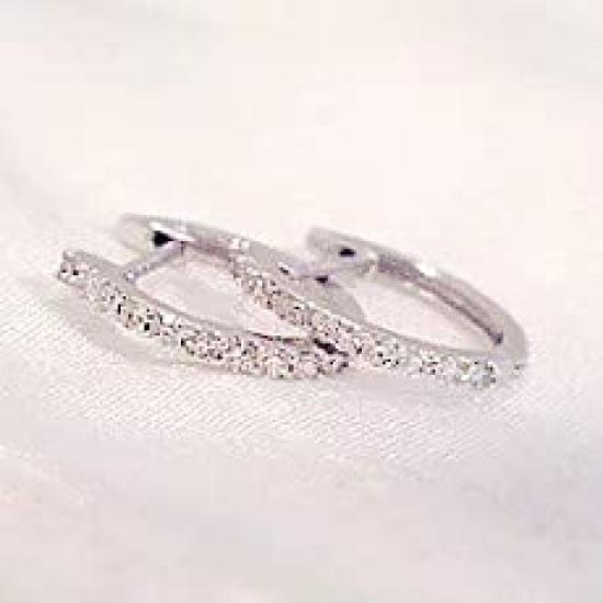 K18 Eternity Diamond Hoop Earrings with Fine Line White [Rug Jewelry] [Lugejewelry] 0.2ct [K18WG] [K18 Gold] [Gift Wrapped] [Warranty Included]
