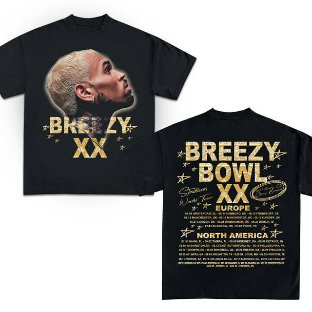 Chris Brown Breezy Bowl XX 2025 Tour Concert Merch T-shirt Men's Women Fashion Hip Hop T Shirt Cotton Casual Oversized T-shirts