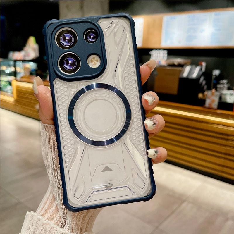 

Броня противоударный чехол для телефона Magsafe для Xiaomi Redmi Note 13 4G 5G 13 Pro прозрачная подушка безопасности задняя крышка с беспроводной зарядкой для Mi 13T Pro Redmi Note 13 Pro Plus синий