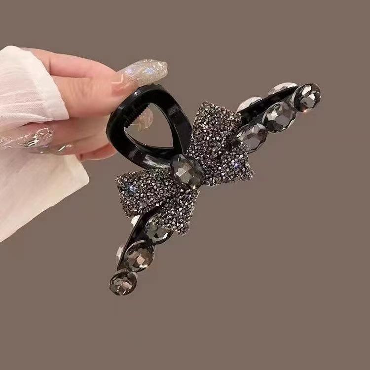 

2025 Изысканная заколка-бант со стразами - Женский аксессуар для прически пучок, заколка-краб для волос