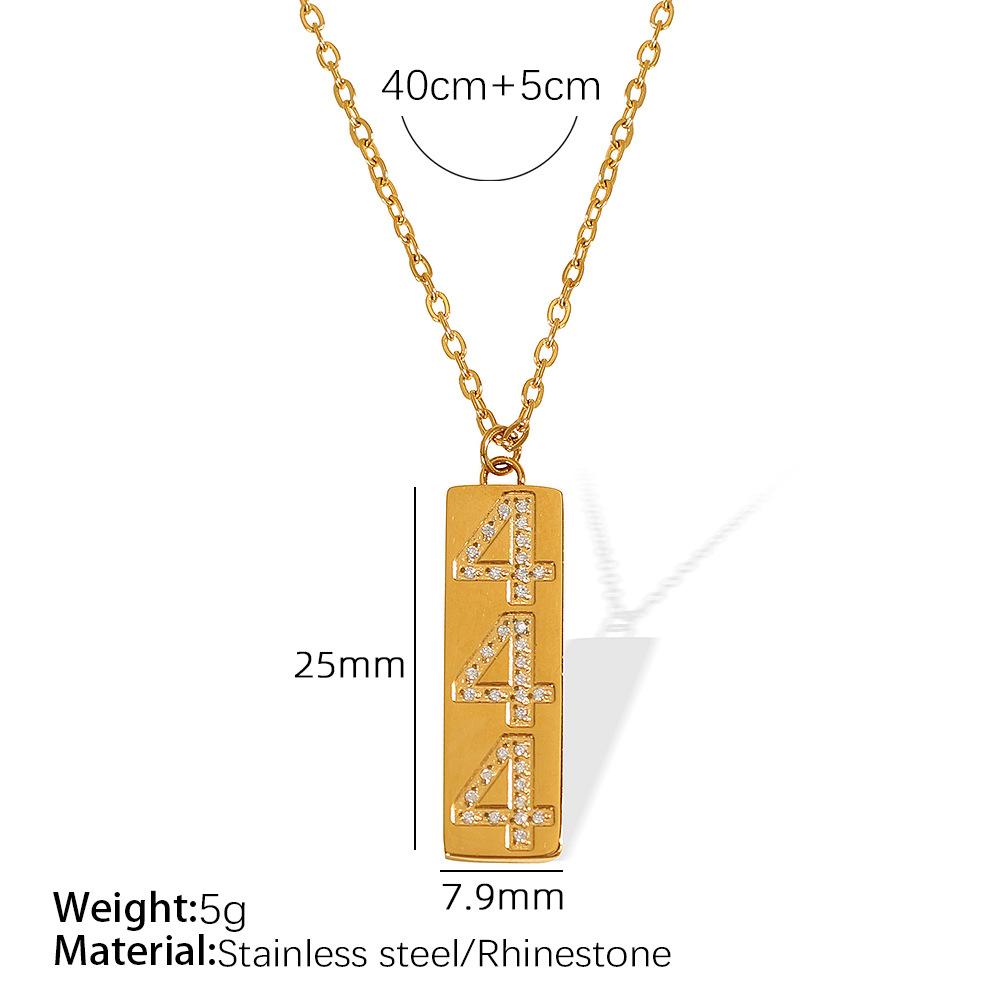 European and American digital pendant with diamond necklace women's jewelry titanium steel plated 18k versatile simple collarbone