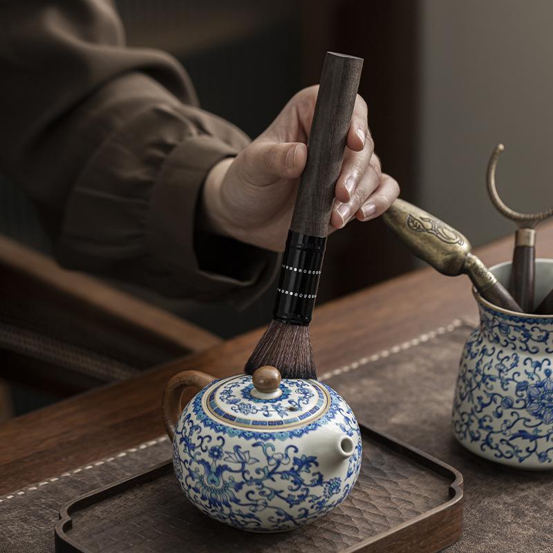 Ru Kiln Twisted Branch Lotus Tea Ceremony Six Gentlemen Set Tea High-grade Ceramic Storage Tube Tea Ceremony Zero with Tea Clip Tea Spoon