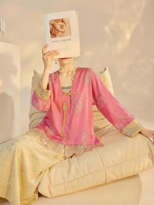 Elegant Chinese National Style Women's Spring Embroidered Top and Skirt Set