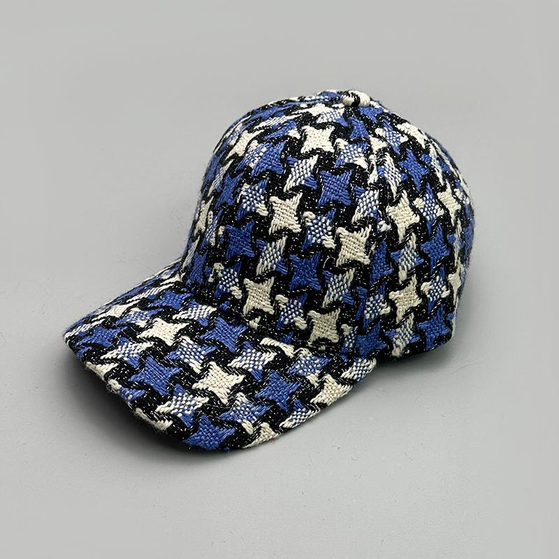 Versatile Color Block Star Baseball Caps Autumn And Winter New Men Womencotton Fashion Casual British Style Check Warm Colorful