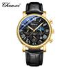 Business Gold Quartz Watches For Men Chronograph Calendar Man Watch Fashion Moon Phase Waterproof Men's Wristwatches