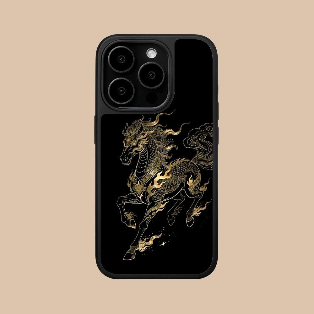 Golden Horse Year Mobile Phone Case for iPhone 17 16 15 14 13 12 11 Air Pro Max Plus Matte Surface Colorful Cover Pretty Cover