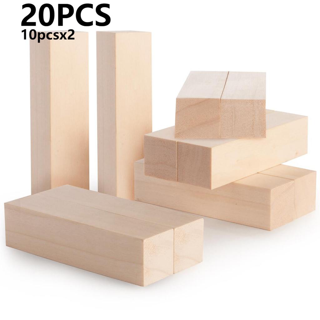 10/12Pcs Wood Carving Block Premium Basswood Wood Natural Soft Wood Carving Block Unfinished Wood Block Carving Art Supplies