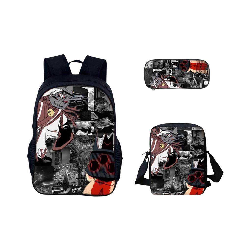 Ryggsäck med stor kapacitet för grundskole- och gymnasieelever, tecknad axelväska och pennfodral för barn