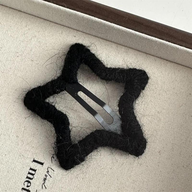 Star Hair Clip Handmade Colorful Dot Yarn Soft Plush Five Pointed Star for Bangs Non Slip Cute Small Size Daily Use