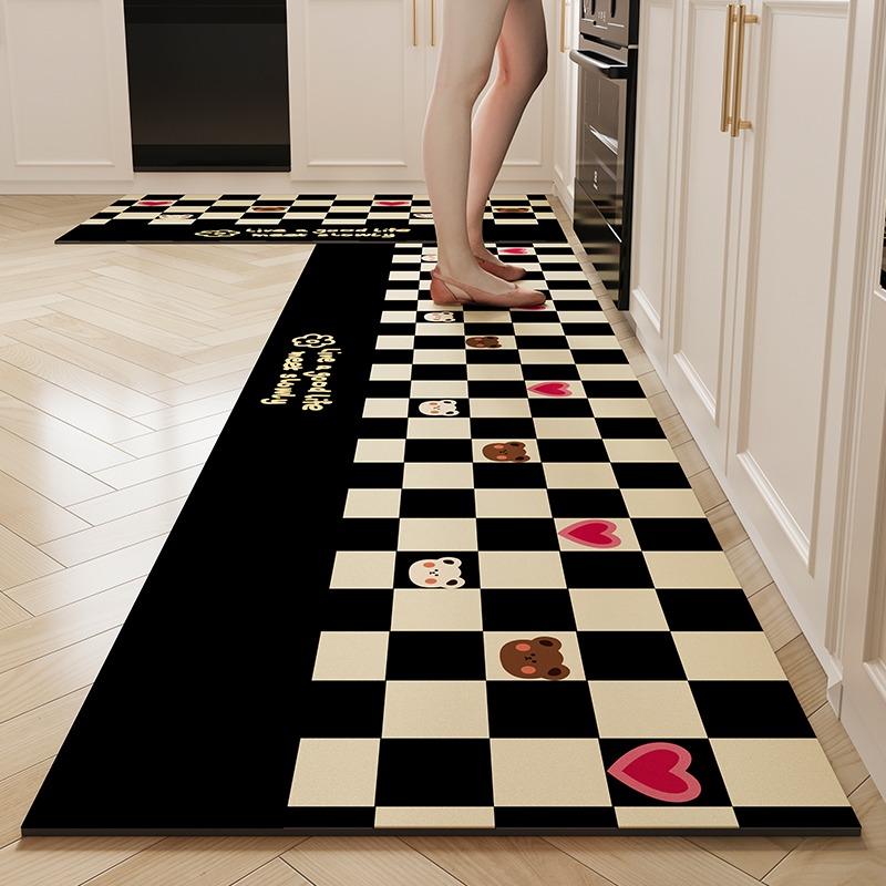 Kitchen Floor Mat Pvc Leather Non-Slip Foot Mats Waterproof Oil-Proof Home Decoration Flower Rug Tappeto Cucina Pvc