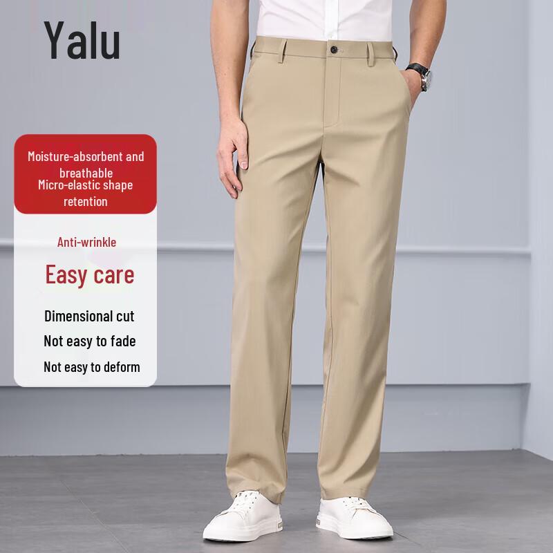 

Yalu Men s Easy-Care Straight-Leg Casual Pants 35