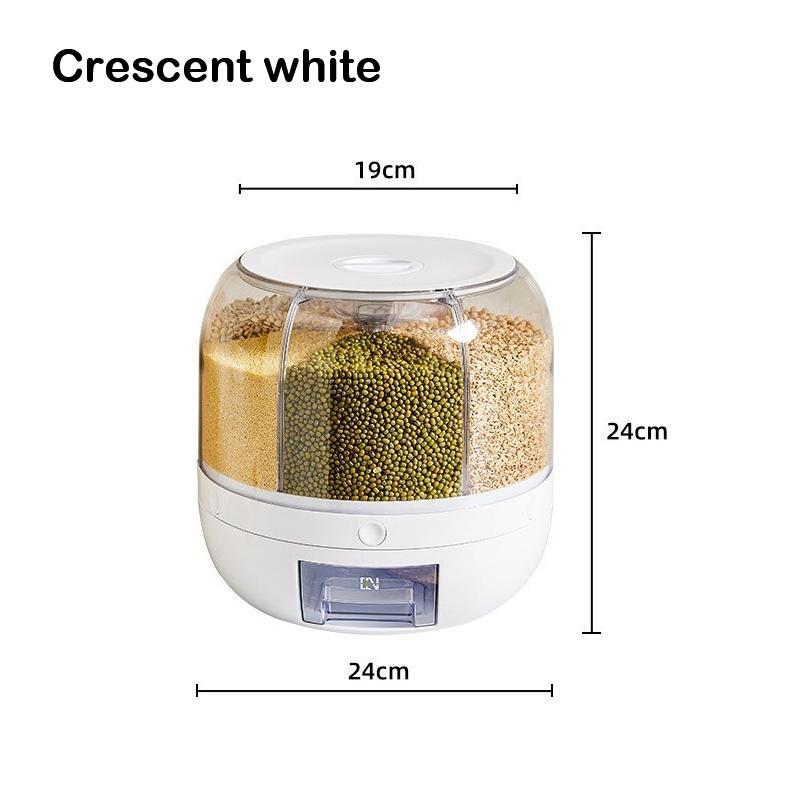 Multifunctional Rice and Grain Storage Container Grains Dispenser Rice and Grain Dispenser 6 Grid Rice Storage Bucket