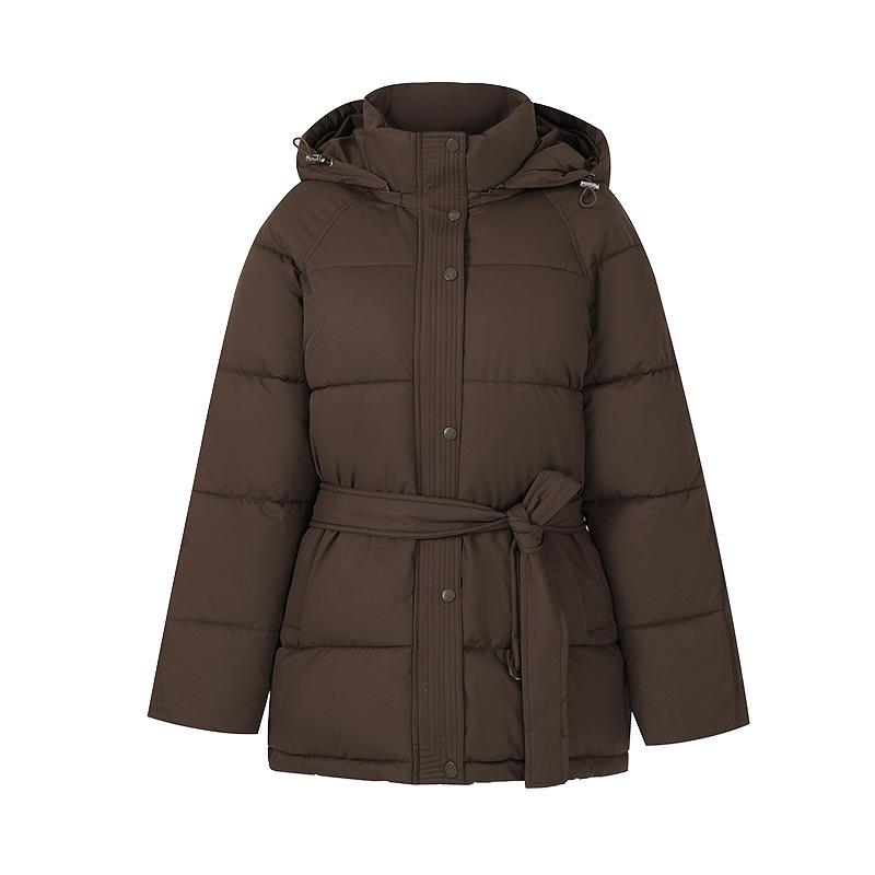 Wind belt down cotton clothes women's winter new fashion waist thin thickened sweet coat tide
