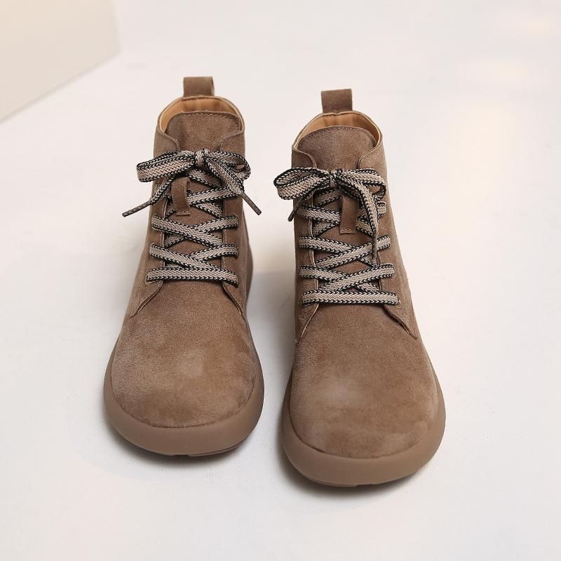 Martin Boots Women's Autumn and Winter New Velvet Boots Winter Flat Bare Boots Short Boots