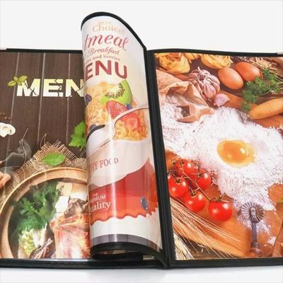 Foldable PVC Transparent Menu Cover Reusable Waterproof Menus Price Display Book Metal Corners Double Panels