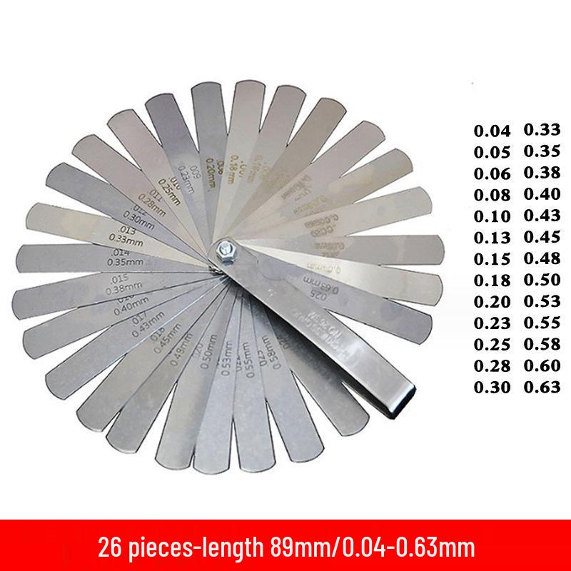 0.02-1.0mm Stainless Steel Feeler Gauge Set, 0.05mm Precision, 17 Blades, 100mm Length