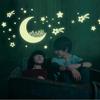 Glow Glass Stickers Fluorescence Meteor Star Moon Permanent Luminous Children Room Dormitory Decorat