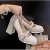 2026 Nowe Francuskie Kokardki Szpilki Wsuwane Buty Mary Jane Czółenka Damskie Sandały Buty na Imprezę Wiosenną Grube Obcasy