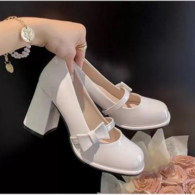 2026 Nouveaux Escarpins Français à Nœud Mary Jane à Enfiler Chaussures Escarpins Sandales pour Femmes Chaussures à Talons Épais pour Fête de Printemps