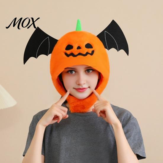 Halloween Costume Headgear Bat Pumpkin Head Hat, Cute Spooky Full Mask for Adults Festive Roleplay Hat Kids, Soft Plush Prop Party Cosplay,