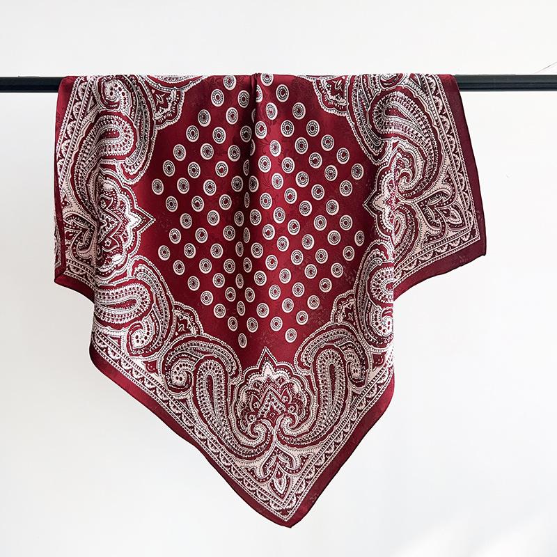 Korean Retro Old Money Wind Cashew Small Square Scarf Summer New Jacquard Silk Scarf Thin Hair Tie Headscarf Scarf