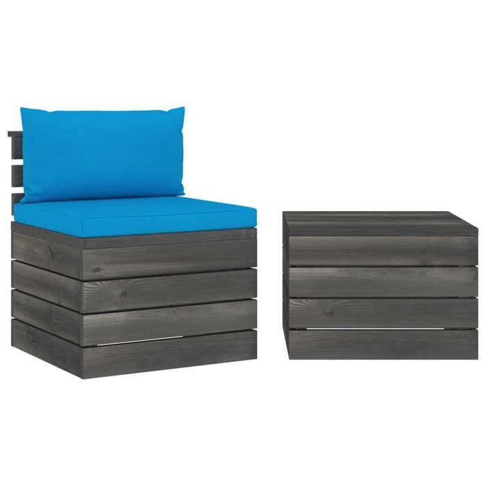 VidaXL Salon Palette de Jardin 2 pcs avec Coussins Meubles d'Extérieur Meubles de Terrasse Mobilier de Patio Mobilier de 3061663