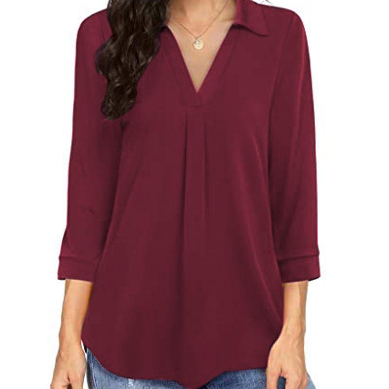 2022 Long Sleeve Shirt Pullover Loose V Neck Shirt Women