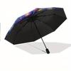 Automatic Open/Close Umbrella with One-Touch Button - Van Gogh Starry Night Design, Compact Folding Umbrella with 8-Rib Strong