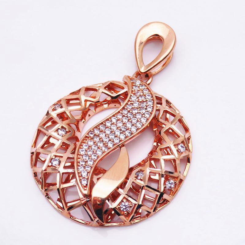 Фиолетово-золотой круглый кулон с цирконом, высококачественный модный стиль, покрытая розовым золотом, цветная золотая цепочка на ключицу