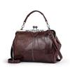 Bolsos Cruzados para Mujer de Diseño Retro Clásico Bolso de Mano de Cuero Bolso de Hombro con Clip Bolso Tote Vintage Engrosado de Moda
