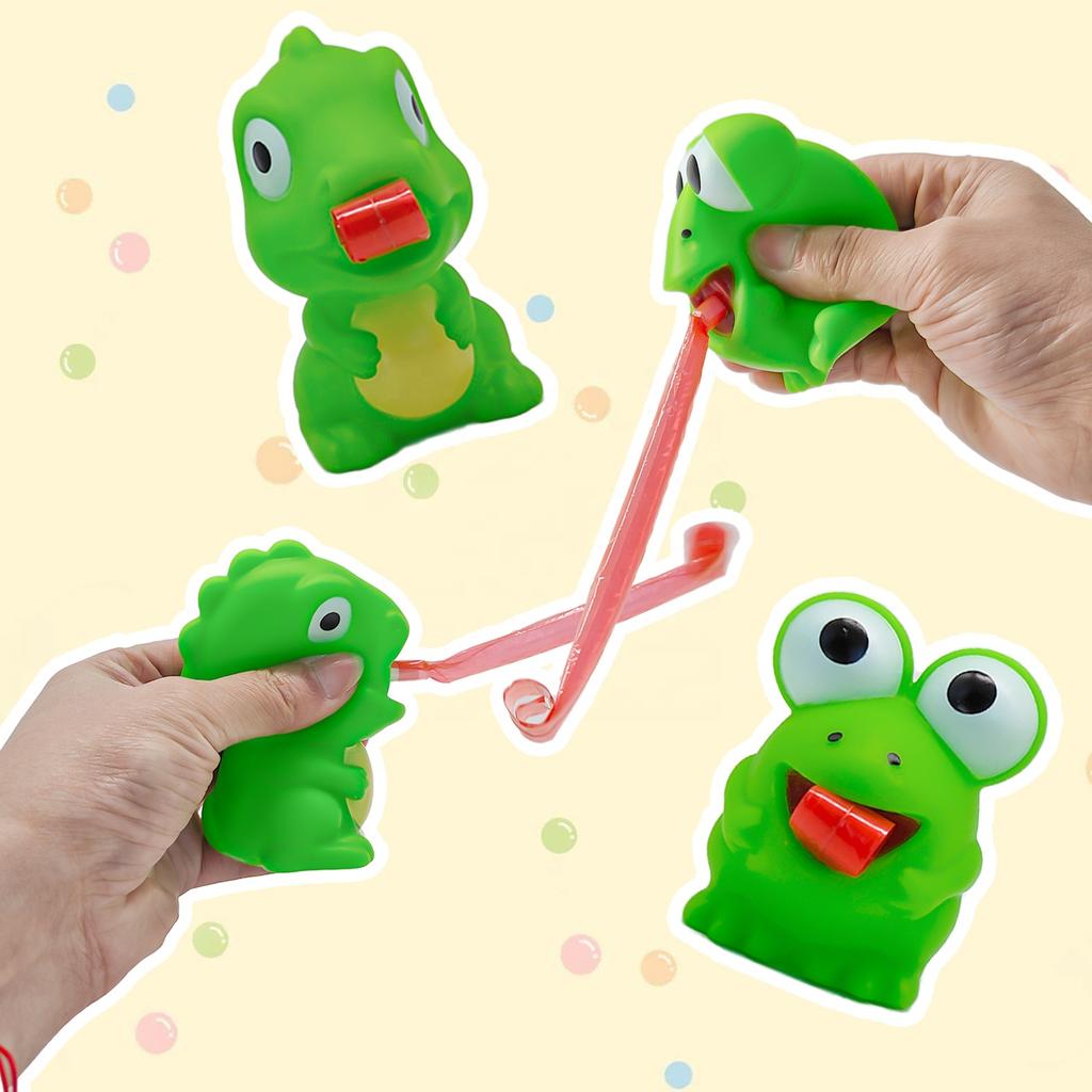 Pinch Frog Dinosaur Sticking Tongue Out Relieve Stress Toy Funny Children Creative Decompression Fidget Toy Christmas Party Gift