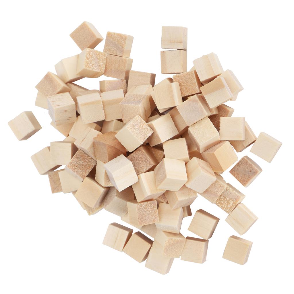 100Pcs Wooden Cubes Pine Square Blank Blocks for DIY Craft Early Childhood Puzzle Toy 10mm