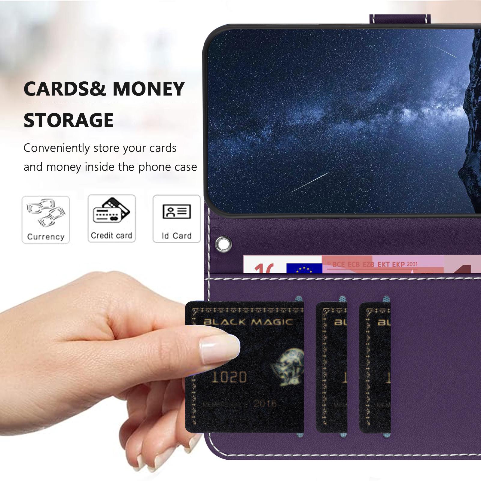 

For iPhone 17 Air Phone Cases Wallet Stand Color Splicing Leather Cover with Magnetic Clasp Purple