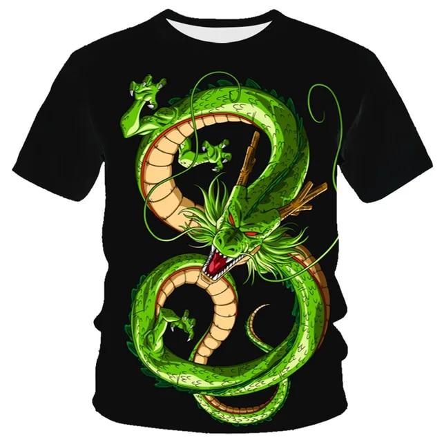 3D Dragon Print T-shirt Herr Mode Streetwear T-shirt Harajuku Cool Animal Shirt Anime kortärmade toppar T-shirts
