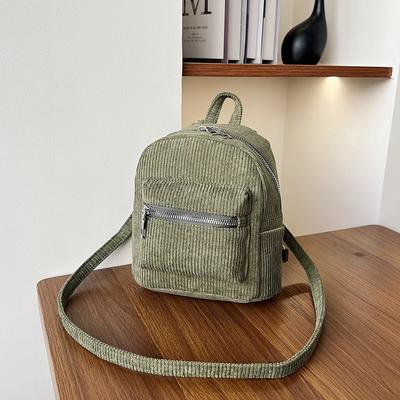 Retro Velvet Backpack Corduroy Small Backpack New Women's Bag Version Simple Casual Girl Small Schoolbag Woman