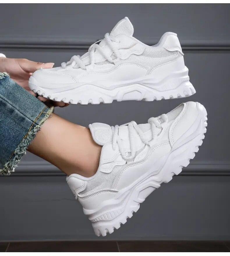 Chaussures blanches épaisses de loisirs pour chaussures pour femmes baskets
