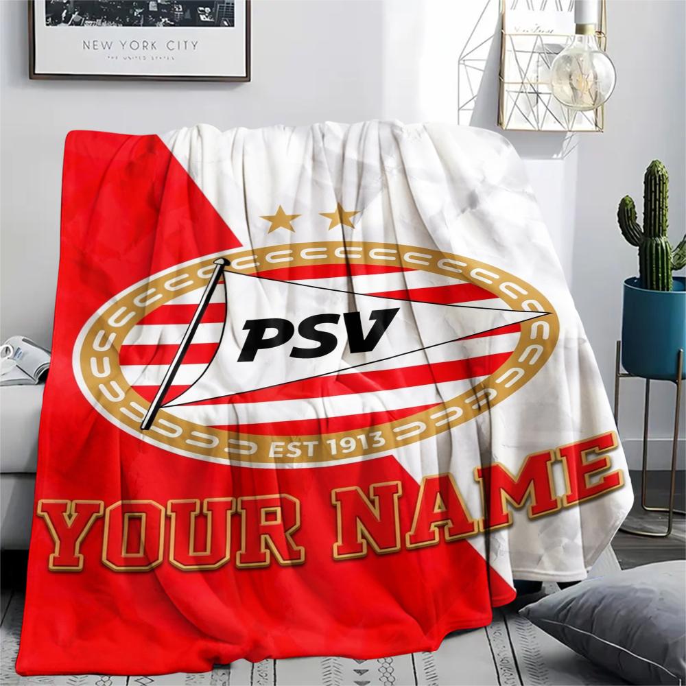 1PC Custom Name PSV Eindhoven Patterned Flannel Blanket Suitable For All Seasons for Home Decor Warmth and Comfort Gifts Holiday Present